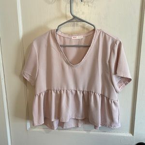 Romwe pink cropped shirt/blouse